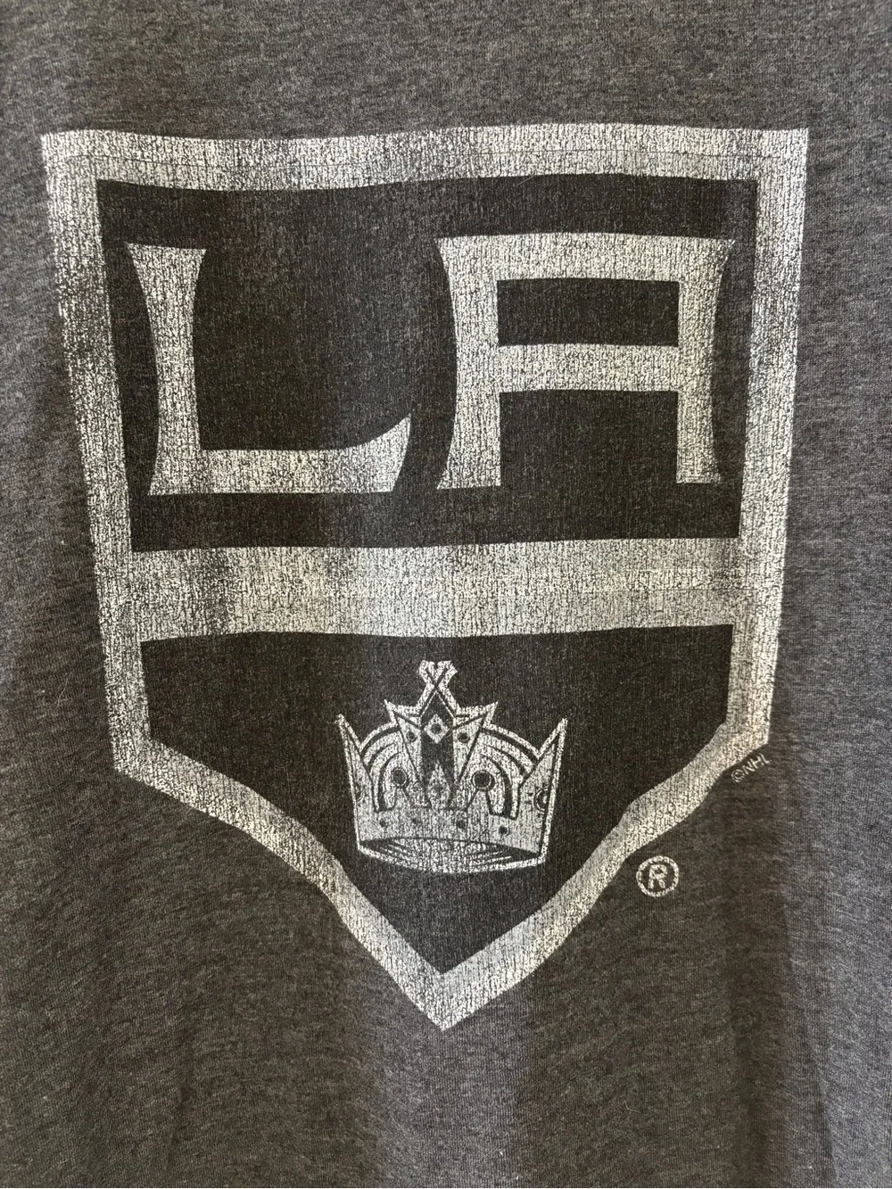 Retro Brand Men's Charcoal Gray Crewneck with LA Kings Shield